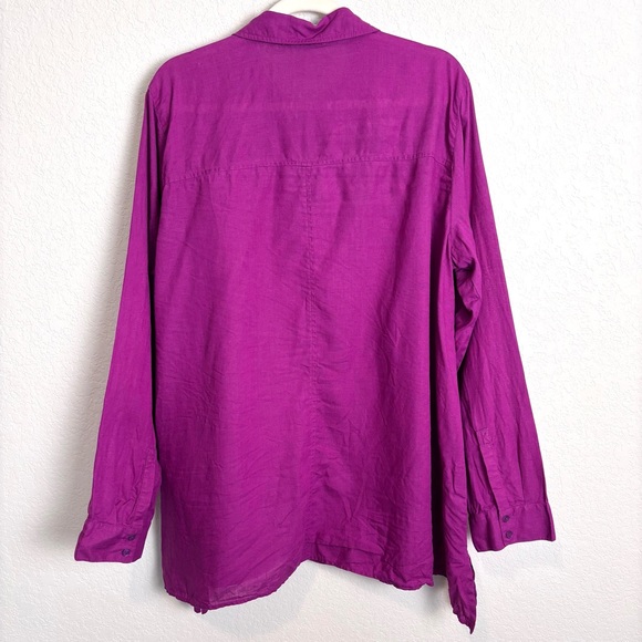 Eileen Fisher Organic Handkerchief Linen Classic Collar Shirt Magenta Women’s XL - Picture 6 of 10